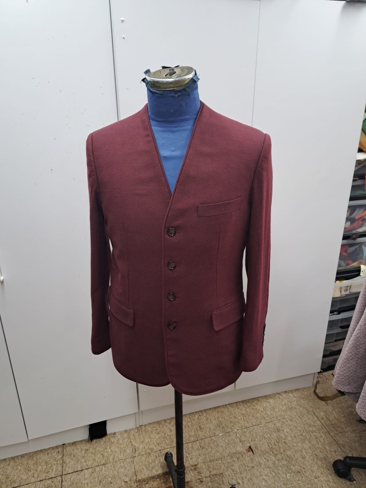 Close detail of hand stitching along a garment seam